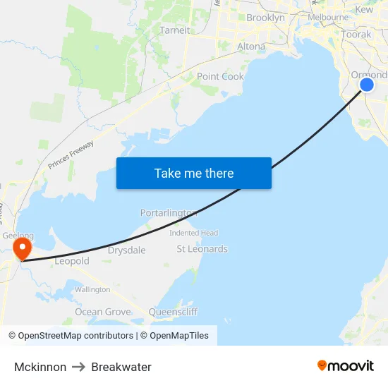 Mckinnon to Breakwater map