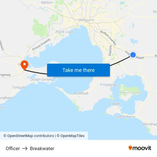 Officer to Breakwater map