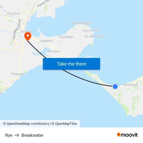 Rye to Breakwater map