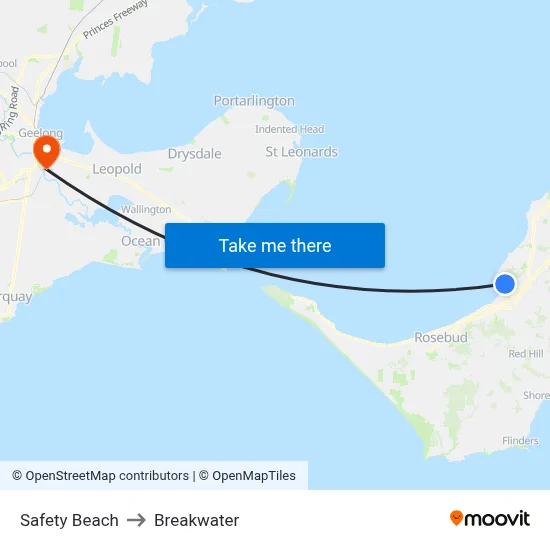 Safety Beach to Breakwater map