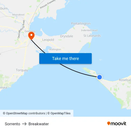 Sorrento to Breakwater map