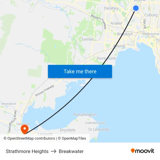 Strathmore Heights to Breakwater map