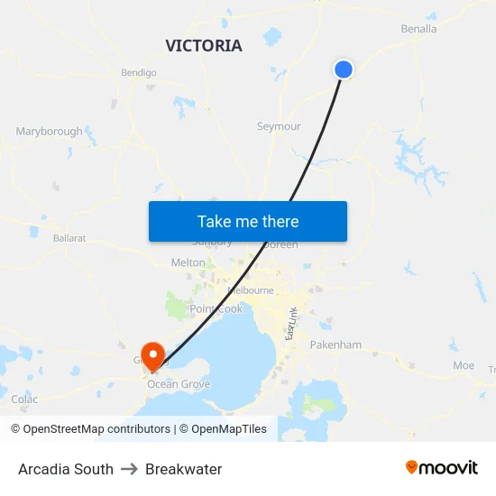 Arcadia South to Breakwater map