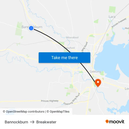 Bannockburn to Breakwater map