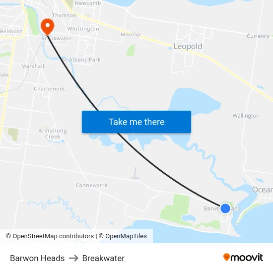 Barwon Heads to Breakwater map