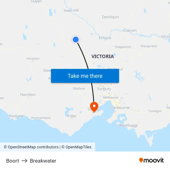 Boort to Breakwater map