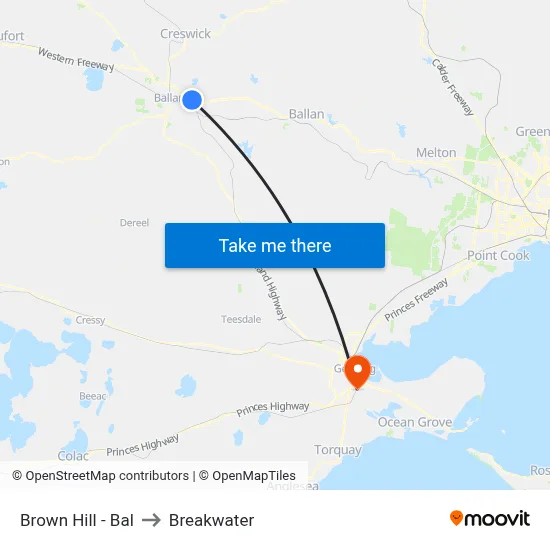 Brown Hill - Bal to Breakwater map