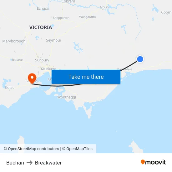 Buchan to Breakwater map