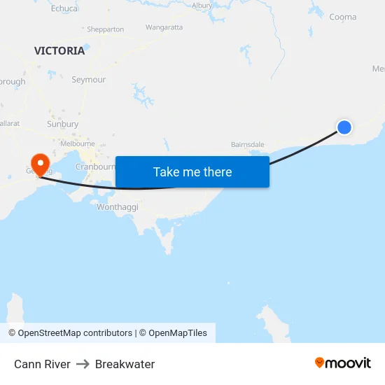 Cann River to Breakwater map