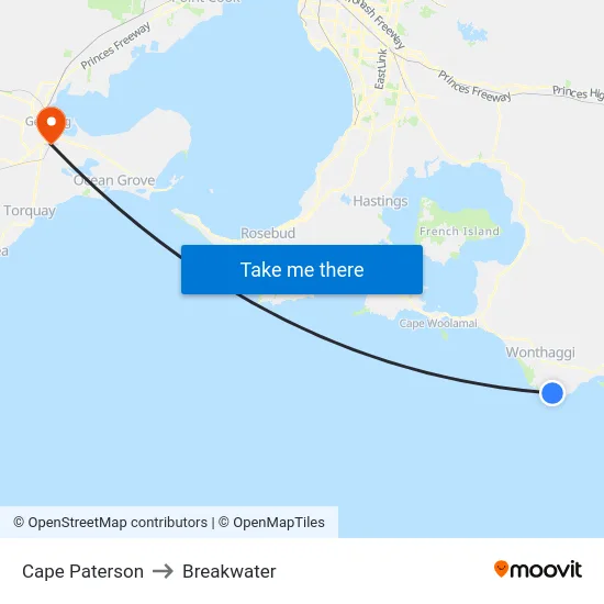 Cape Paterson to Breakwater map