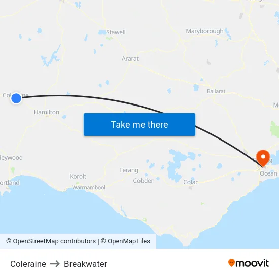 Coleraine to Breakwater map
