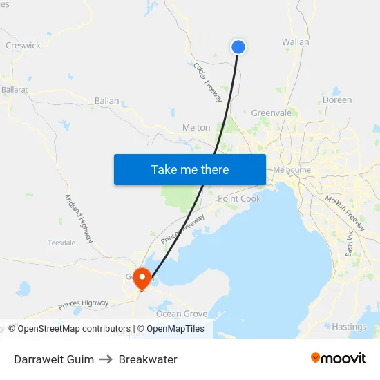 Darraweit Guim to Breakwater map