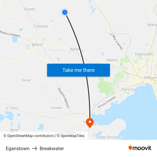 Eganstown to Breakwater map