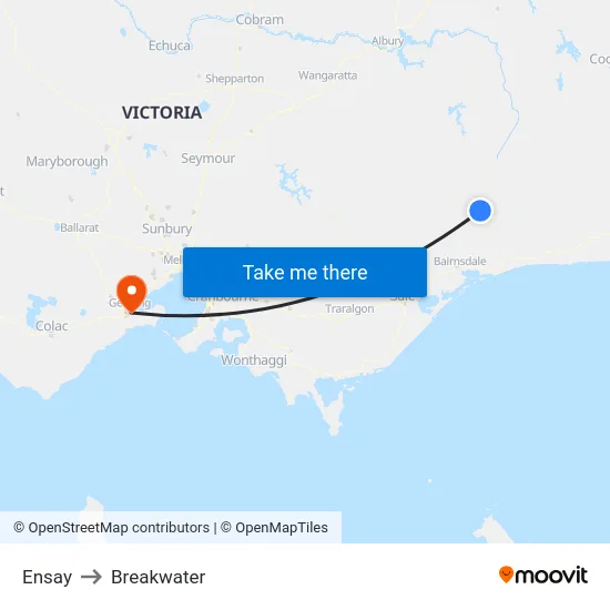 Ensay to Breakwater map