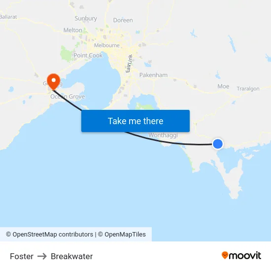 Foster to Breakwater map