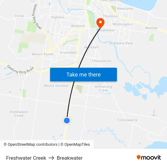 Freshwater Creek to Breakwater map