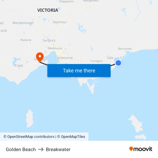 Golden Beach to Breakwater map