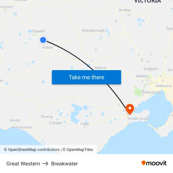 Great Western to Breakwater map