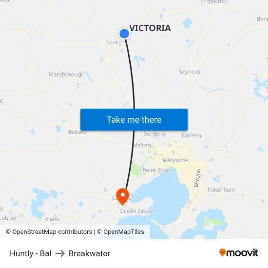 Huntly - Bal to Breakwater map