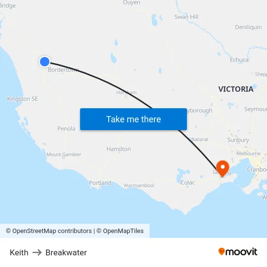 Keith to Breakwater map