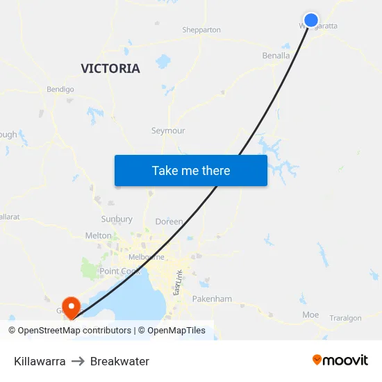 Killawarra to Breakwater map