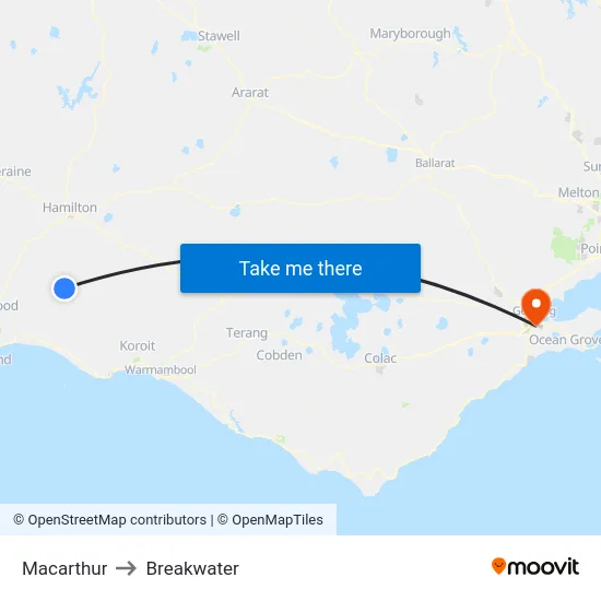 Macarthur to Breakwater map