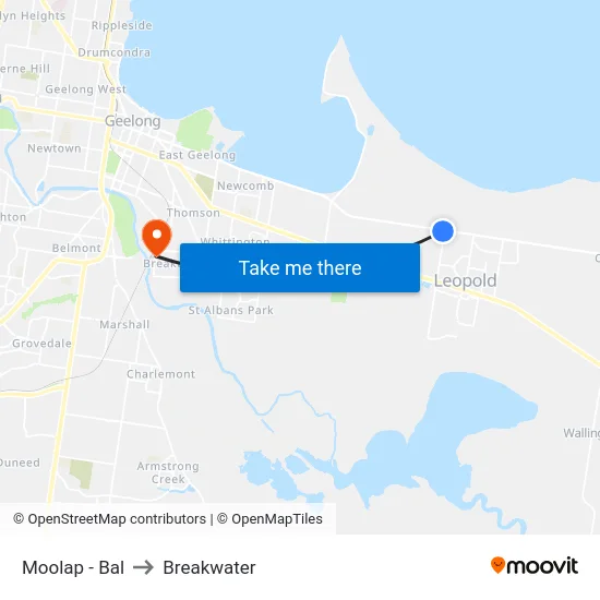 Moolap - Bal to Breakwater map