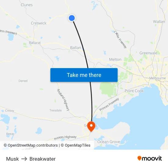 Musk to Breakwater map