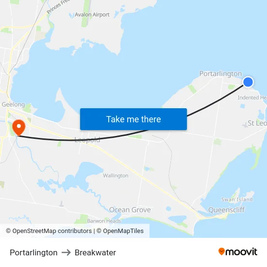 Portarlington to Breakwater map
