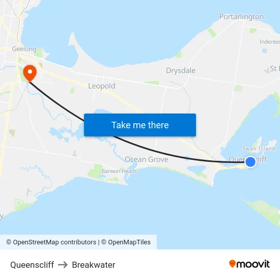 Queenscliff to Breakwater map