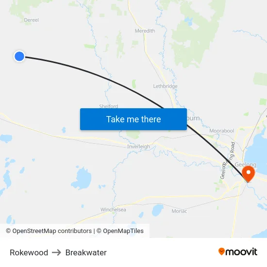 Rokewood to Breakwater map