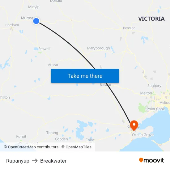 Rupanyup to Breakwater map