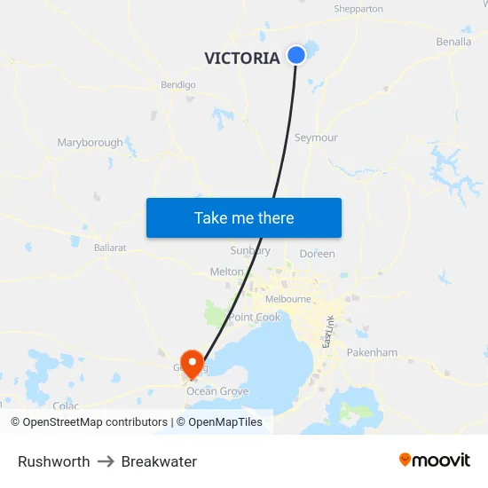 Rushworth to Breakwater map