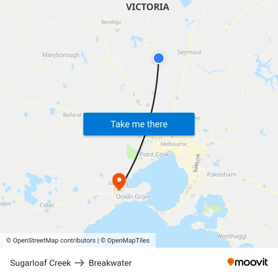 Sugarloaf Creek to Breakwater map