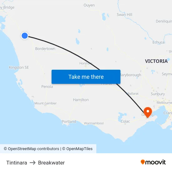 Tintinara to Breakwater map