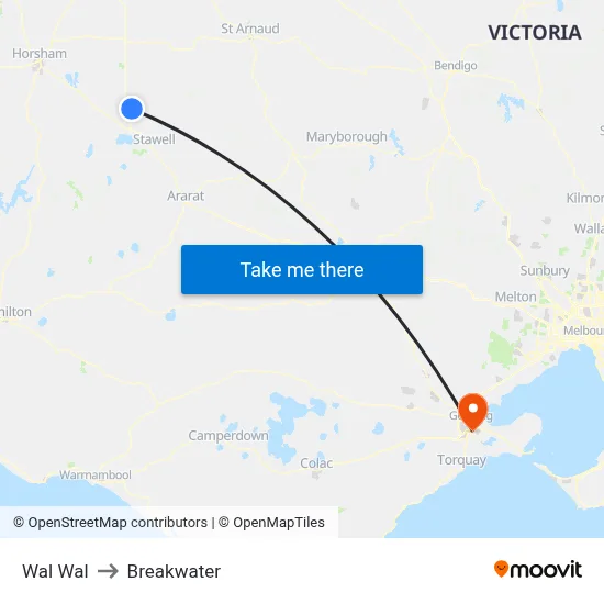 Wal Wal to Breakwater map