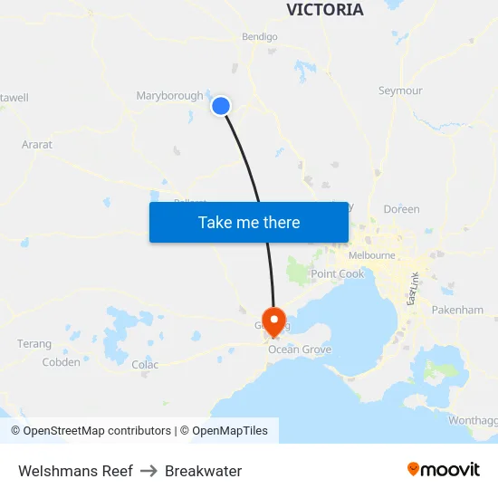 Welshmans Reef to Breakwater map