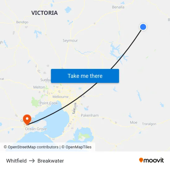 Whitfield to Breakwater map