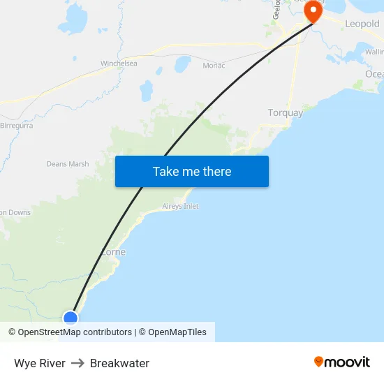 Wye River to Breakwater map