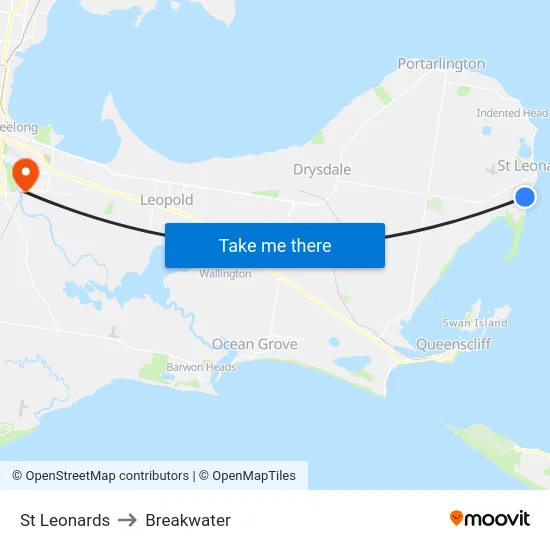 St Leonards to Breakwater map