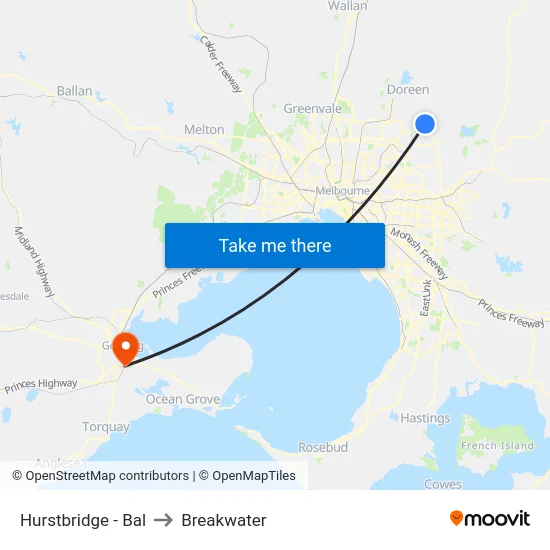 Hurstbridge - Bal to Breakwater map