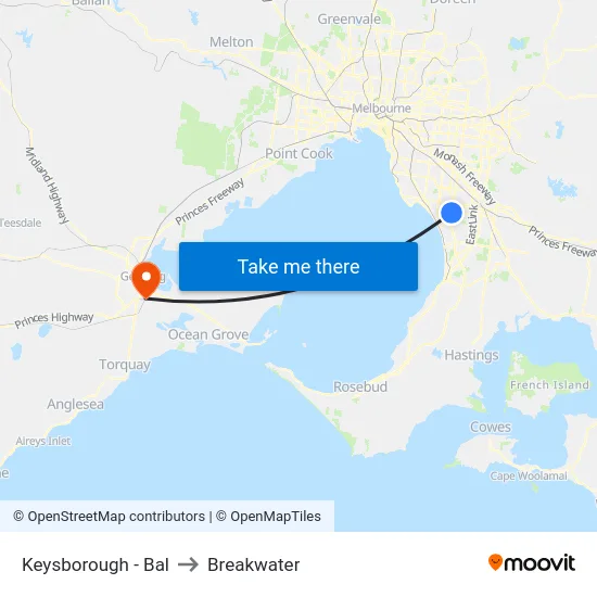 Keysborough - Bal to Breakwater map