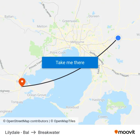 Lilydale - Bal to Breakwater map