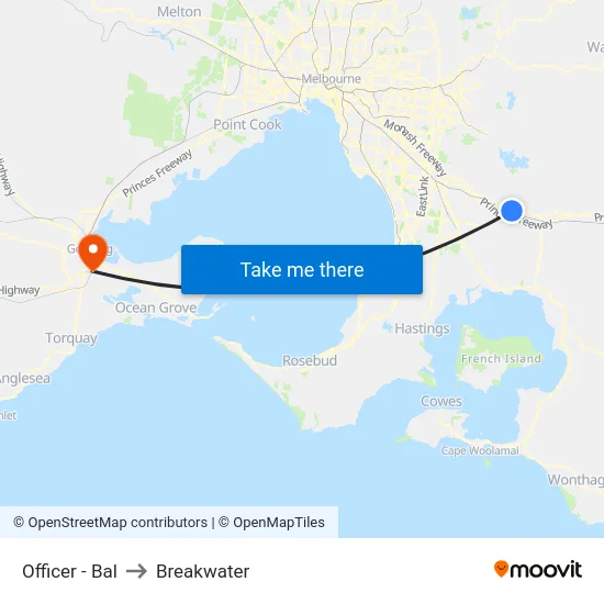 Officer - Bal to Breakwater map