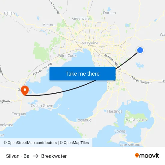 Silvan - Bal to Breakwater map