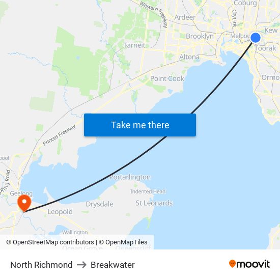 North Richmond to Breakwater map