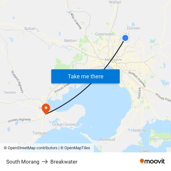 South Morang to Breakwater map