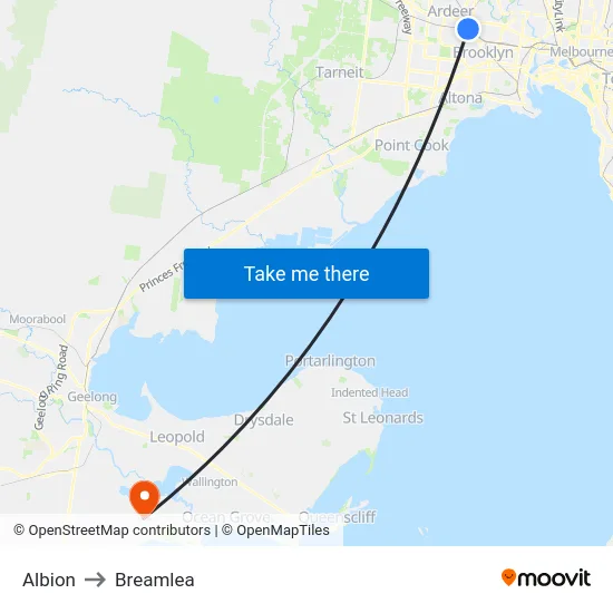 Albion to Breamlea map