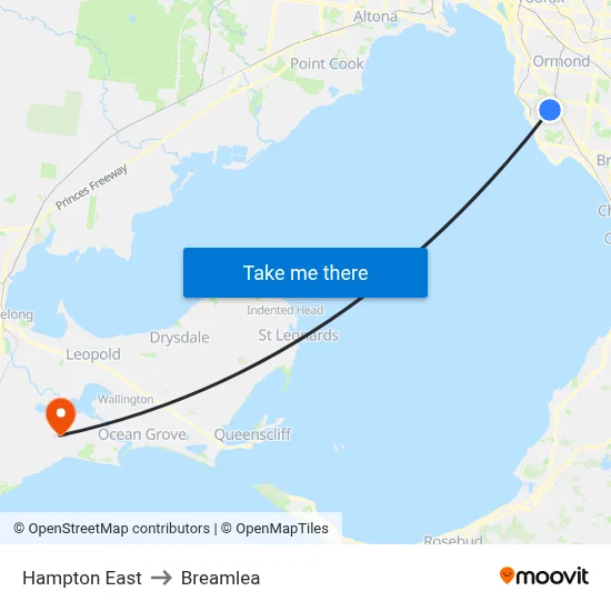 Hampton East to Breamlea map