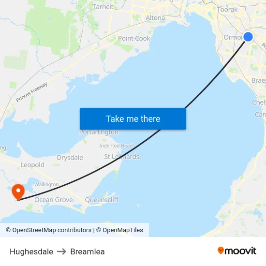 Hughesdale to Breamlea map